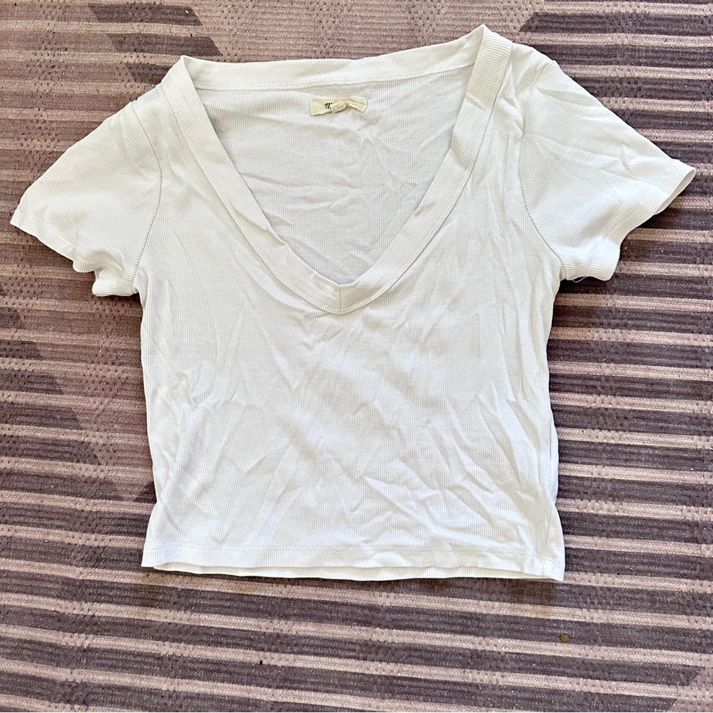 Classic White Madewell deep V-Neck Women's Tee